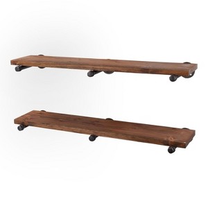RESTORE Autumn Brown 36 in. Shelves with Straight Brackets by Pipe Decor - 1 of 4