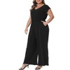Agnes Orinda Women's Plus Size V Neck Cap Sleeve Wide Legs with Pockets Casual Jumpsuits - 2 of 4