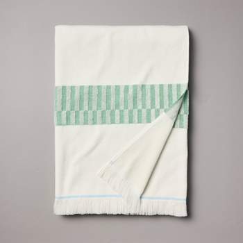 XL Check Print Beach Towel Cream/Green - Hearth & Hand™ with Magnolia