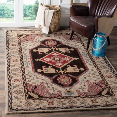 Elegant Tufted Black Wool and Viscose 8' x 10' Area Rug