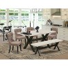 HomeStock 6-Pc Rectangle Natural Oak Finish Solid Wood Top Dining Table with 1-Bench, 4-Chairs - 2 of 4