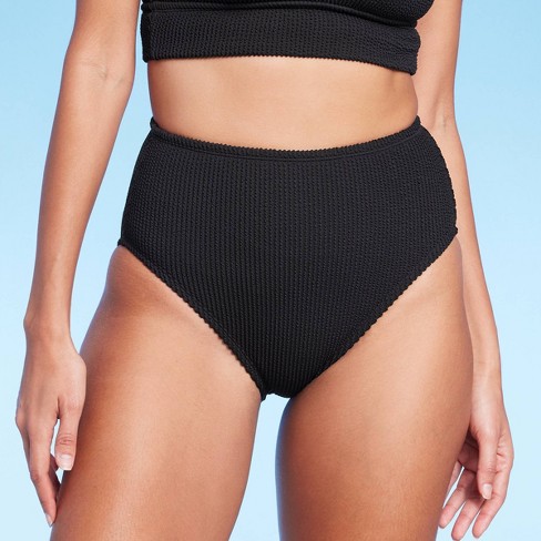 Black High Waist Full Coverage Bottoms,bikini,bathing Suits