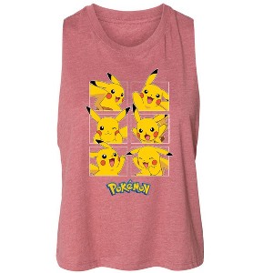 Women's Pokémon Pikachu Grid Graphic Racerback Tank - Heather Mauve - Small - 1 of 3
