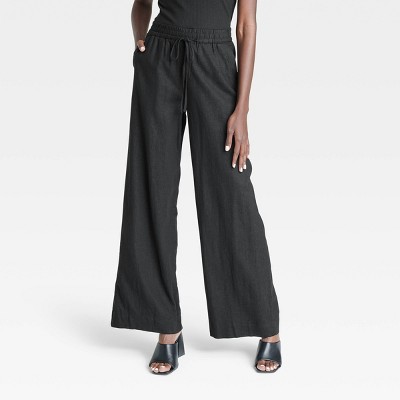 Women's High-Rise Wide Leg Linen Pull-On Pants - A New Day