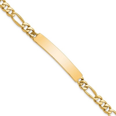Black Bow Jewelry Men's 7mm 14k Yellow Gold Solid Figaro I.D. Bracelet, 8 Inch