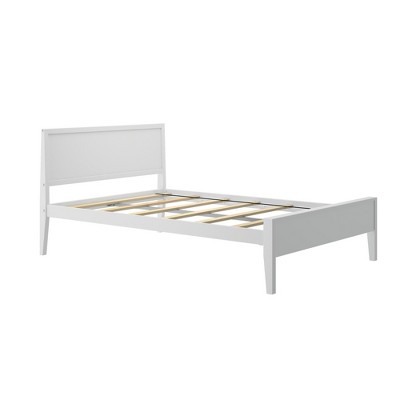 White Pine Full Platform Bed with Panel Headboard