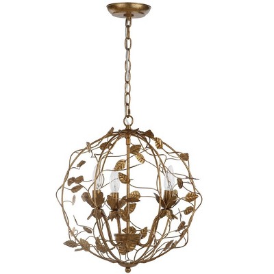 Austen 17" Gold Leaf Metal Cage Chandelier
