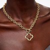 Attop Chunky Dainty Toggle Necklaces Gold Necklace for Women, Heart Clover Necklace Pendant - 3 of 4
