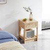 Acekool Rattan Nightstand with Lift-Top and Open Storage, Mid Century Modern End Table with Retro Handle for Bedroom and Living Room - 3 of 4