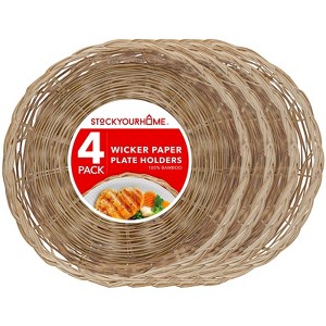 Stock Your Home 10-Inch Bamboo Paper Plate Holder, Natural (4 Count) - 1 of 4