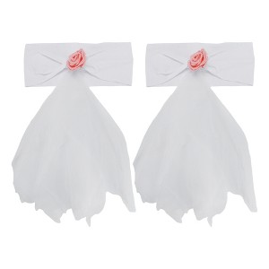 Unique Bargains Flower Chair Belt Organza Chair Sashes 13.78"x5.91" White 2 Pcs - 1 of 4