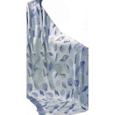 Manual Woodworks and Weavers Seashells Rayon Throw Blanket for Beach Cottage 48x60