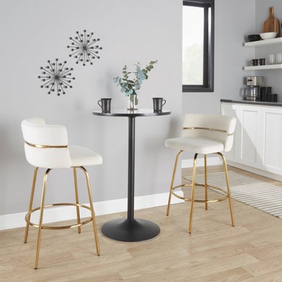 White Metal Swivel Counter Stool with Padded Seat, 36.5" Height