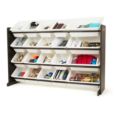 Espresso Extra Large Kids' Toy Storage Organizer with 20 Bins