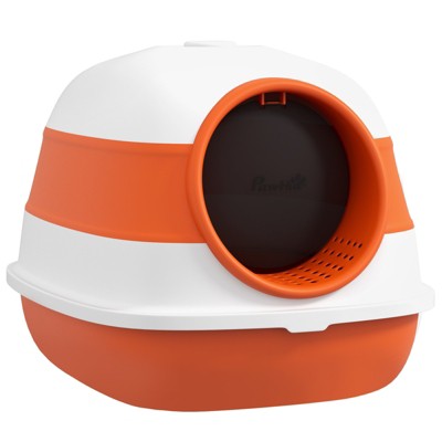 VisioGear Covered Litter Box, Litter Box with Lid, Scoop Enclosed Drawer for Cats, Orange, 20.5"*16.3"*15"