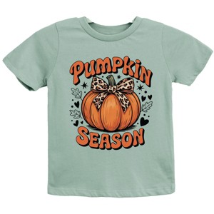 The Juniper Shop Coquette Pumpkin Season Leopard Youth Short Sleeve Tee - S - Seafoam - 1 of 4