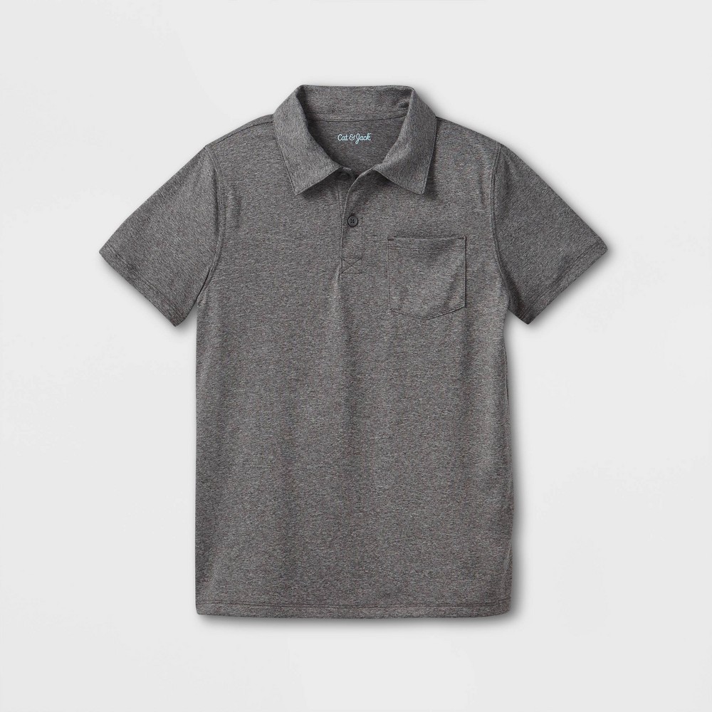 Boys' Performance Short Sleeve Polo Shirt - Cat & Jack Heather Gray S (2 shirts)