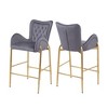 Grungis 28.75 inch Counter Height Bar Stools Set of 2, Velvet Upholstered Bar Chairs with Golden Frame & Footrests for Kitchen Island - 4 of 4