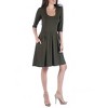 24seven Comfort Apparel Three Quarter Sleeve Fit and Flare Mini Dress - 2 of 4