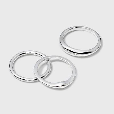 Silver Plated Band Ring Set - A New Day™