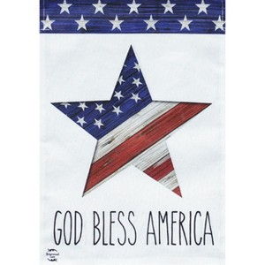 God Bless America Star Patriotic Burlap House Flag 28" x 40" Patriotic USA Briarwood Lane - 1 of 4