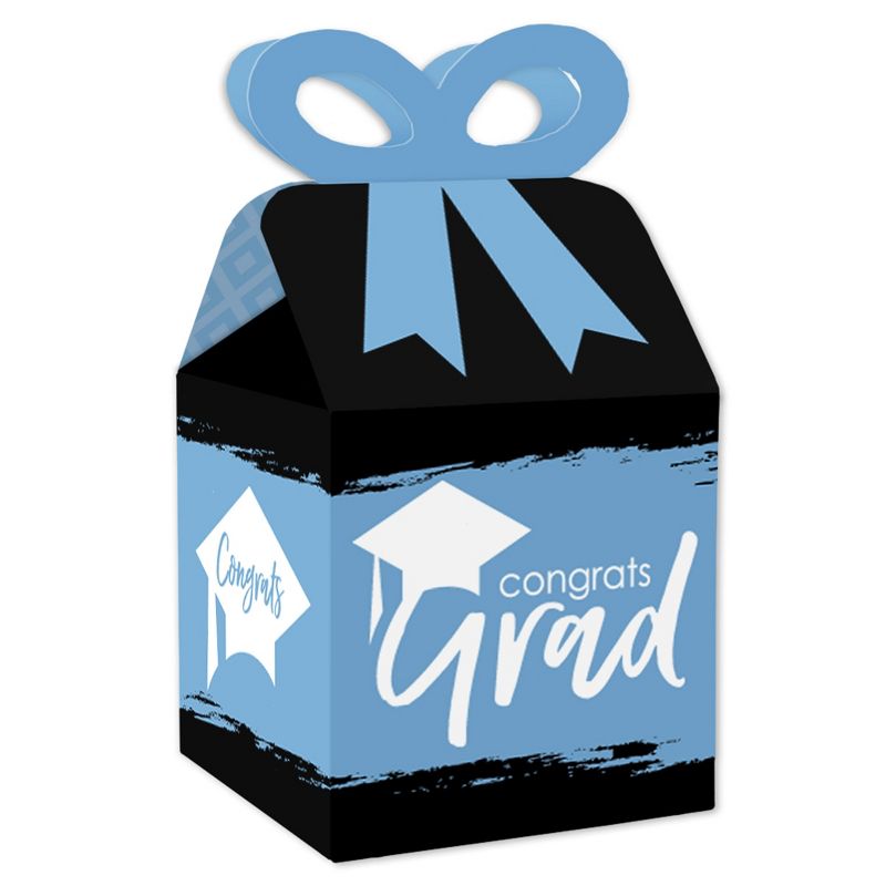 Big Dot of Happiness Light Blue Grad - Best is Yet to Come - Square Favor Gift Boxes -  Light Blue Graduation Party Bow Boxes - Set of 12, 1 of 8