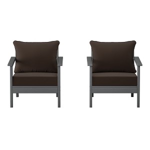 WestinTrends Avalon Outdoor Modern HDPE Patio Club Chairs with Deep Seat Cushions (Set of 2) - 1 of 4