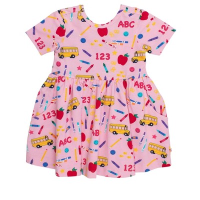 RuffleButts Toddler Girls Knit Short Sleeve Twirl Dress