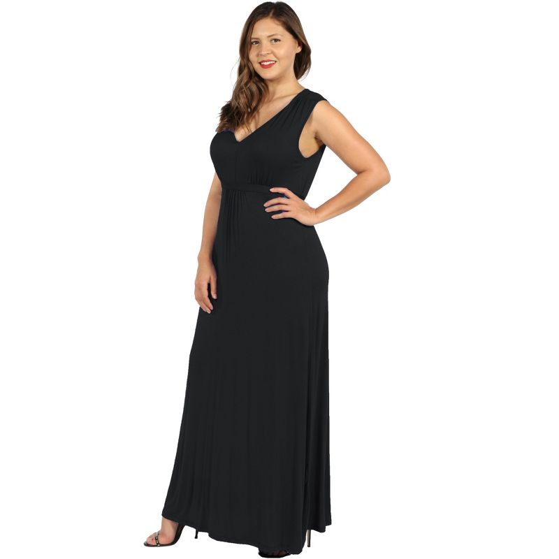 24seven Comfort Apparel Sleeveless Empire Waist Plus Size Maxi Dress, 2 of 5