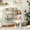 Qaba Kids Desk and Chair Set, Height Adjustable Children Study Desk for Kids with Tiltable Desktop, Hutch and Storage Drawer for Ages 3-12, Gray - 3 of 4