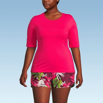 Lands' End Women's SunShade UPF 50 Elbow Sleeve Relaxed Rash Guard
