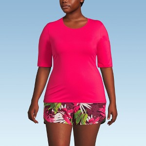 Lands' End Women's SunShade UPF 50 Elbow Sleeve Relaxed Rash Guard - 1 of 3
