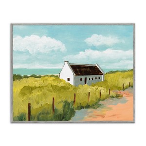 Stupell Industries White Cabin Architecture Grassy Coastal Beach Landscape Framed Giclee Art - 1 of 4