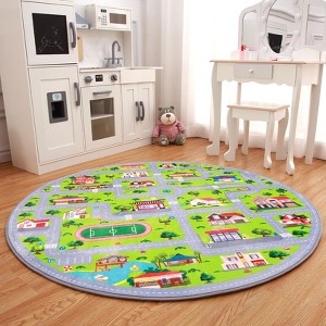 TROPOW Kids Play Rug, Non-Slip Educational Carpet ¨C Machine Washable Road Map Mat for Playroom & Classroom - 1 of 4