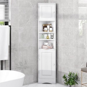 Multi-Functional Corner Cabinet, Bathroom Storage Cabinet With 2 Doors And Adjustable Shelves, Bathroom Cabinets 66 Inch High-Cuddlewood - 1 of 4