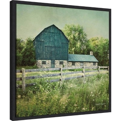 Blissful Country Barn Landscape Framed Canvas Art Print