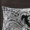 Cotton Poly Blend Duvet Set, Modern Printed Damask Design, All Season, King/Cal King Black 6 Piece - 4 of 4