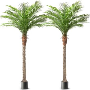 CORE ELECTRO 2-Pack 7ft Tall Artificial Palm Trees in Black Pots – UV-Resistant Faux Tropical Plants for Outdoor Patio & Indoor Decor - 1 of 4