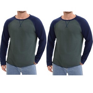 INSPIRE CHIC Men's Long Sleeve Tops Color Block Casual Raglan T-Shirt 2 Paacks - 1 of 4