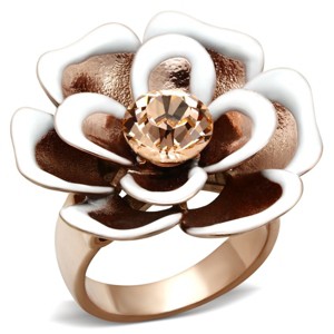 Slickblue Rose Gold Brass Ring with Light Peach Crystal - Stylish Epoxy Flower Design, Fashion Jewelry, Size 5-9 - 1 of 4