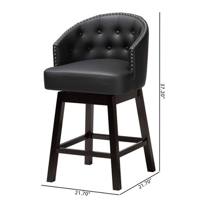 Espresso Brown and Black Faux Leather Swivel Counter Stool Set