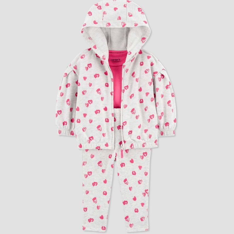 Carter's Just One You® Baby Girls' Hearts Top & Bottom Set - Pink/Cream, 3 of 6