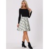 INSPIRE CHIC Women's Christmas Plaids Vintage Tartan Elastic Waist Knee Length A-Line Skirt - 2 of 4