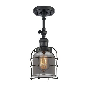 Bell Cage - 1 Light Semi-Flush Mount In Industrial Style-13.5 Inches Tall and 5 Inches Wide - 1 of 2