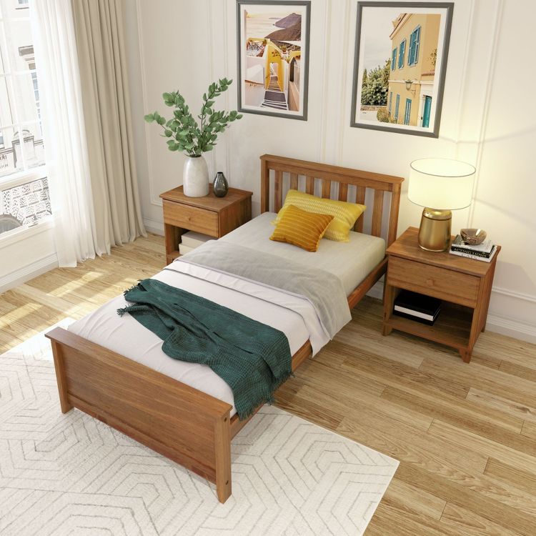 Plank+Beam Classic Solid Wood Twin Platform Bed Frame with Slatted Headboard, 3 of 6
