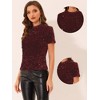 INSPIRE CHIC Women's Sequin Velvet Crew Neck Short Sleeve T-shirt - 2 of 4