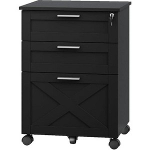 3-Drawer File Cabinet with Lock, Mobile Wood Filing Cabinet on Wheels for Letter/A4/Legal Files, Home Office Storage - 1 of 1