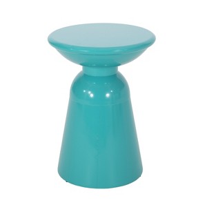 Vynxaria Teal End Tables - Modern Pedestal Accent Design - 1 of 4