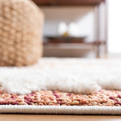 Orange and Ivory Diamond Shag Rectangular Area Rug