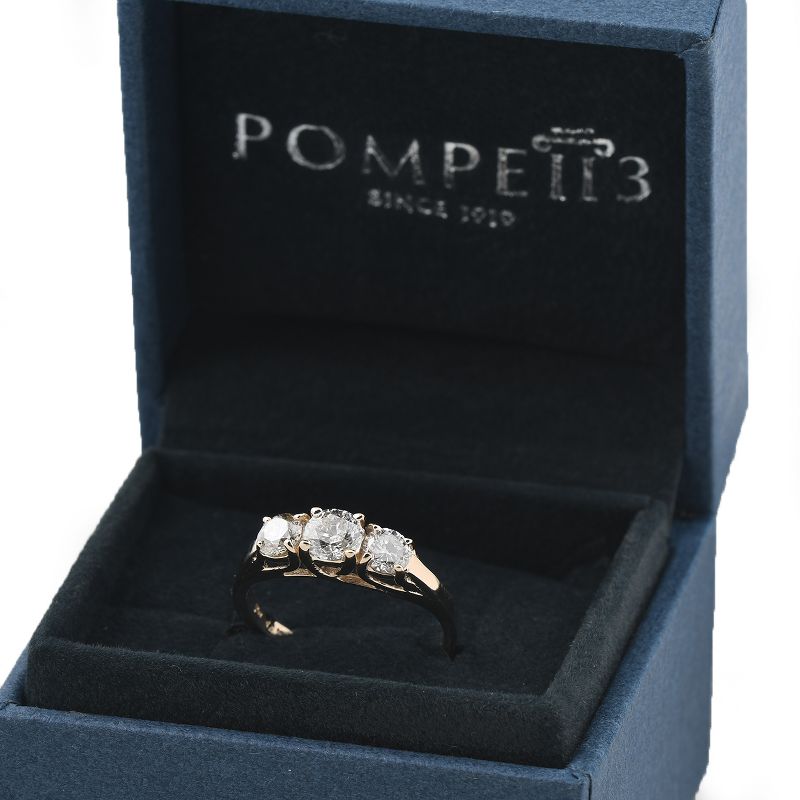 Pompeii3 1ct Three Stone Diamond Engagement Womens Anniversary Ring 14k Yellow Gold, 4 of 6